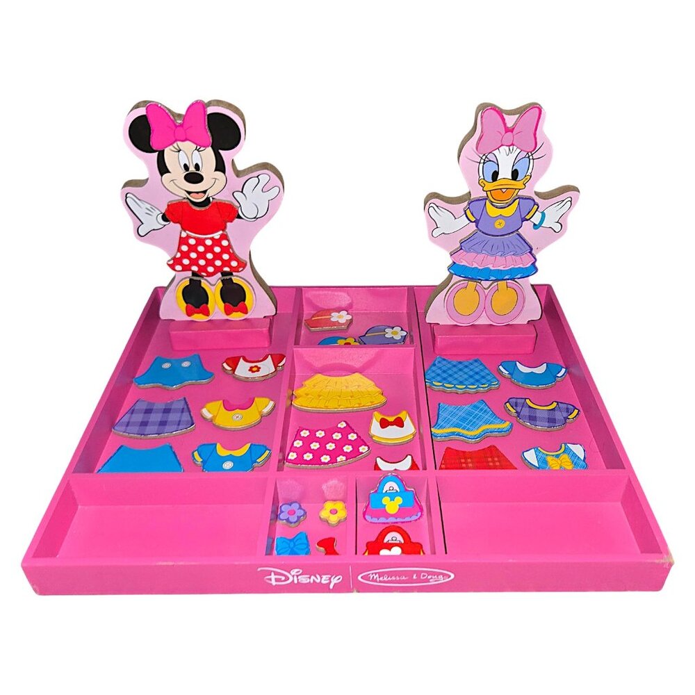 Disney Minnie Mouse Daisy Duck Wooden Magnetic Dress Up Set - Preowned